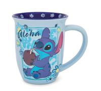 Silver Buffalo Disney Lilo & Stitch Aloha Tasse à latte en céramique à bord large Capacité 473 ml