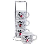 Silver Buffalo Disney Mickey Mouse Lot de 4 tasses à expresso en céramique | Empilable, ensemble, 0,09 l
