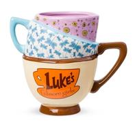 Silver Buffalo Gilmore Girls Destinations Tasse en céramique sculptée 3D | Destination, Luke's Diner, Doose's Market and Dragonfly Inn, Tasse à thé empilée en céramique, 0,59 l