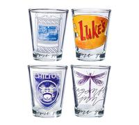 Silver Buffalo Gilmore Girls Stars Hollow, Luke's, Chilton et Dragonfly Inn Lot de 4 mini verres 42,5 g