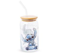 Silver Buffalo Stitch Blogger Good Day Sparkles Gobelet en verre avec couvercle en bambou et paille en verre, 473 ml