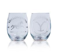 Silver Buffalo Toynk Yellowstone Dutton Ranch Lot de 2 verres à vin sans pied 591 ml