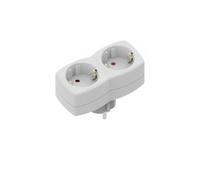 Silver Electronics - Schuko Adapter 16A 2-Plugs Front TT Vertical Plastic White