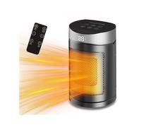 (Silver, EU) Space Heater for Home, Touch Screen Remote Control Desktop Electric Heater, Small Sun Warmer, Quiet Fast Heating