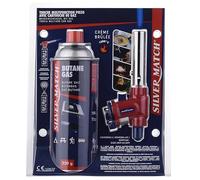 SILVER MATCH Chalumeau à Gaz + Cartouche de Butane 220G, Torche Piezo Multifonction, 1300°, Allumage Rapide et Sécurisé avec Cartouche de Gaz Butane, Idéal Brasage, Cuisine, Bricolage, 40673550