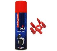 Silver Match Recharge de Gaz 90 ML pour Briquet et Chalumeau de Cuisine, Gaz Butane Premium Pur, 5 Adaptateurs, Compatible Briquet Classique, Tempête, Chalumeau, Allume-Tout, 40673310