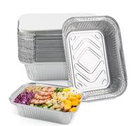 SilverChry Barquettes en Aluminium, Lot de 30,Barquette Aluminium avec Couvercle 1200ML, Plat Aluminium, pour Four,Barbecue à Gaz,Friteuse à Air,Idéal pour la Cuisson au Four et Le Barbecue (1200ml)