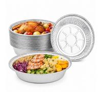 SilverChry Barquettes en Aluminium, Lot de 30,Barquette Aluminium avec Couvercle 800ML, Plat Aluminium, pour Four,Barbecue à Gaz,Friteuse à Air, Idéal pour la Cuisson au Four et le Barbecue (9 pouces)