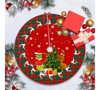 SilverChry Jupe de Noël 120cm, Couverture d'Arbre Rouge, Cache Pied Ronde, Tapis de Décoration pour Sapin et Maison, Nouvel An