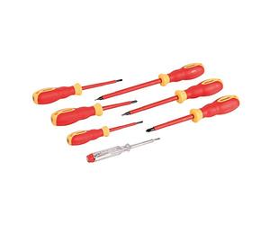 Silverline 928227 Jeu de 7 Tournevis d'électricien Vde, plats et phillips