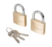 Silverline Lot de 2 cadenas à clés identiques 40 mm en laiton avec anse en acier chromé