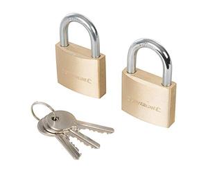 Silverline Lot de 2 cadenas à clés identiques 40 mm en laiton avec anse en acier chromé