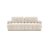 Silvia - Canapé droit 3 places convertible avec coffre - en tissu bouclette - Beige