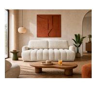 Silvia - Canapé droit 3 places convertible avec coffre - en tissu bouclette - Beige