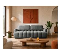 Silvia - Canapé droit 3 places convertible avec coffre - en tissu bouclette - Gris