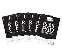 Silvine Bloc-notes de 160 pages A4 relié, 4 perforations Uni 6 Pack Noir