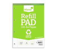 Silvine Everyday 301966075 Bloc de papier recyclé 160 pages lignées 8 mm avec marge, vert, 301966075