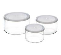 SIMAX Lot de 3 boites alimentaires en Verre avec Couvercle, Contenance 0,40/0,80 et 1,5L, Dim Ø10,5 x 6,8 cm - Ø13,2 x 8 cm - Ø16,3 x 9,3 cm - Fabrication Européenne 115