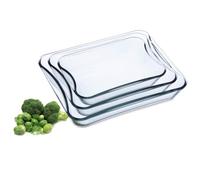 SIMAX Lot de 3 Plats à Four Rectangulaires en Verre, Cont 1,5 L, Dim 27 x 17,9 x 6,2 cm, Cont 2,5 L, Dim 31 x 22,8 x 6,2 cm, Cont 3,5 L, Dim 35 x 26,8 x 6,2 cm - Verre Borosilicate - ref 311