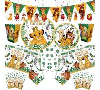 Simba - décorations de fête d'anniversaire roi Lion, vaisselle jetable, ballon, nappe, serviette, tasse, décoration de gâteau pour enfants, réception-cadeau pour bébé 1pcs cake topper