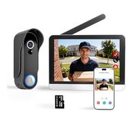 SIMBAILAI WiFi 1080P Vidéo Interphone Visiophone Portier sans Fil,Écran Tactile 7 Pouces, Champs de Vision 160°,Verre trempé, Détection de Mouvement, IP65, Vision Nocturne, Moniteur et Sonnette vidéo
