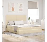 Simili Cuir hydraulique Levage Moderne Crème 200x200 cm | Lit de Rangement avec Matelas Crème 200x200 cm Cuir Synthétique Hydraulique King Size Tête de Lit