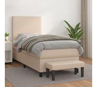 Similicuir durable Tête de lit réglable Cappuccino Brun 90x200 cm | Sommier lattes lit avec matelas à ressorts ensachés Cappuccino 90x200 cm tête de réglable banc de lit similicuir