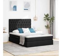 Similicuir hydraulique Ouverture latérale Rangement Lit 140x190 cm Noir | Lit avec rangement et matelas Noir 140 x 190 cm Polyester avec tête de lit et coffre hydraulique