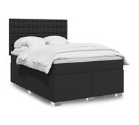 Similicuir matelas à ressorts ensachés Sommier 140x200 cm Noir | Sommier à lattes avec matelas ressorts ensachés Noir 140x200 cm similicuir tête réglable surmatelas mousse