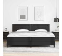 Similicuir rembourré Moderne 200x200 cm Noir | Lit à ressorts avec matelas Noir 200 x 200 cm Simili cuir, Tête de lit LED réglable, Cadre en bois, Confort Premium avec