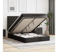 Similicuir résistant aux taches avec rangement intégré ressorts ensachés | Cadre de lit ottoman avec matelas noir 140x190 cm similicuir, sommier hydraulique rangement escamotable, ressorts ensachés,