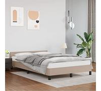 Similicuir résistant aux taches avec tête de lit Brun 120x190 cm | Cadre de lit similicuir cappuccino 120x190 cm avec tête de lit, sommier à lattes renforcé, pieds robustes, sans matelas,