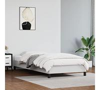 Similicuir résistant aux taches chambre à coucher pieds robustes lattes | Cadre de lit blanc 90x200 cm sans matelas en similicuir avec tête de lit, sommier à lattes robuste, design élégant pour