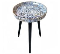Simmer Stone Table d'appoint ronde d'intérieur avec pieds en bois amovibles 3 pieds, table à plateau polyvalente, idéale pour table basse ronde, thé et détente de 45 cm (Bohème)