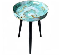 Simmer Stone Tables d'appoint d'intérieur rondes avec 3 pieds amovibles en bois, table à plateau polyvalent, parfaite pour la table basse, le thé et la relaxation de 45 cm (vert marbre)