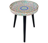 Simmer Stone Tables d'appoint d'intérieur rondes avec 3 pieds amovibles en bois, table à plateau polyvalent, parfaite pour la table basse ronde, le thé et la relaxation de 45 cm (multi marocain)