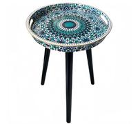 Simmer Stone Tables d'appoint rondes pour l'intérieur avec 3 pieds en bois amovibles - Table à plateau polyvalente, parfaite pour table basse ronde, thé et temps de détente - 45 cm (motif à pois verts