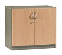 SIMMOB Armoire Basse de Bureau 2 Portes Hêtre Alu