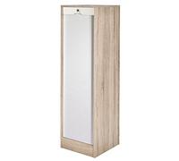 SIMMOB Classeur à Rideau 8 Tablettes 1 Kit Dossiers Serrure L 41,4 H 140,4 P 44 cm - Chêne + Rideau Blanc