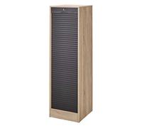 SIMMOB Classeur à Rideau 8 Tablettes 1 Kit Dossiers Serrure L 41,4 H 140,4 P 44 cm - Chêne + Rideau Noir
