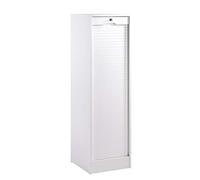 SIMMOB - Classeur à Rideau Blanc 140 cm avec Fermeture à Clé, 6 Étagères Réglables, Largeur 41.4 cm, Profondeur 44 cm