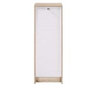 SIMMOB Classeur à Rideau Chêne Rideau Noir ou Blanc 5 Niches L 37.8 H 103.8 P 38.4 cm - Blanc