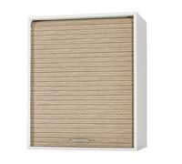 SIMMOB Meuble Cuisine Blanc Rideau Noir Chêne ou Alu 4 Niches L 60 H 72 P 35 cm - Chêne Naturel