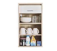 SIMMOB Meuble Cuisine Chêne Rideau Alu Blanc ou Noir 2 Etagères L 40 H 72 P 35 cm - Blanc