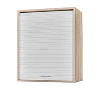 SIMMOB Meuble Cuisine Chêne Rideau Noir Blanc ou Alu 3 Niches L 60 H 72 P 35 cm - Blanc