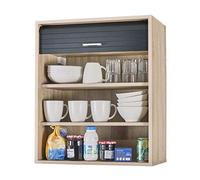 SIMMOB Meuble Cuisine Chêne Rideau Noir Blanc ou Alu 3 Niches L 60 H 72 P 35 cm - Noir