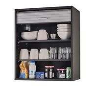 SIMMOB Meuble Cuisine Noir Rideau Chêne Blanc ou Alu 2 Etagères L 60 H 72 P 35 cm - Aluminium