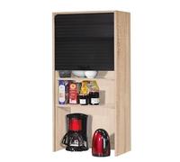 SIMMOB Meuble Haut de Cuisine Chêne Rideau Noir 4 Niches 60 x 124 x 35 cm