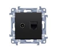 Prise antenne type F + RJ45 cat.5e Simon 10 CASFRJ455.01/49