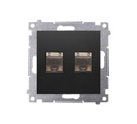 Simon 54 Premium black Double prise informatique blindée RJ45 cat. 6 avec cache D62E.01/49